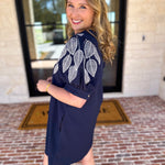 The Coastal Embroidered Mini Dress - Navy-510 Mini-JODIFL-July & June Women's Fashion Boutique Located in San Antonio, Texas