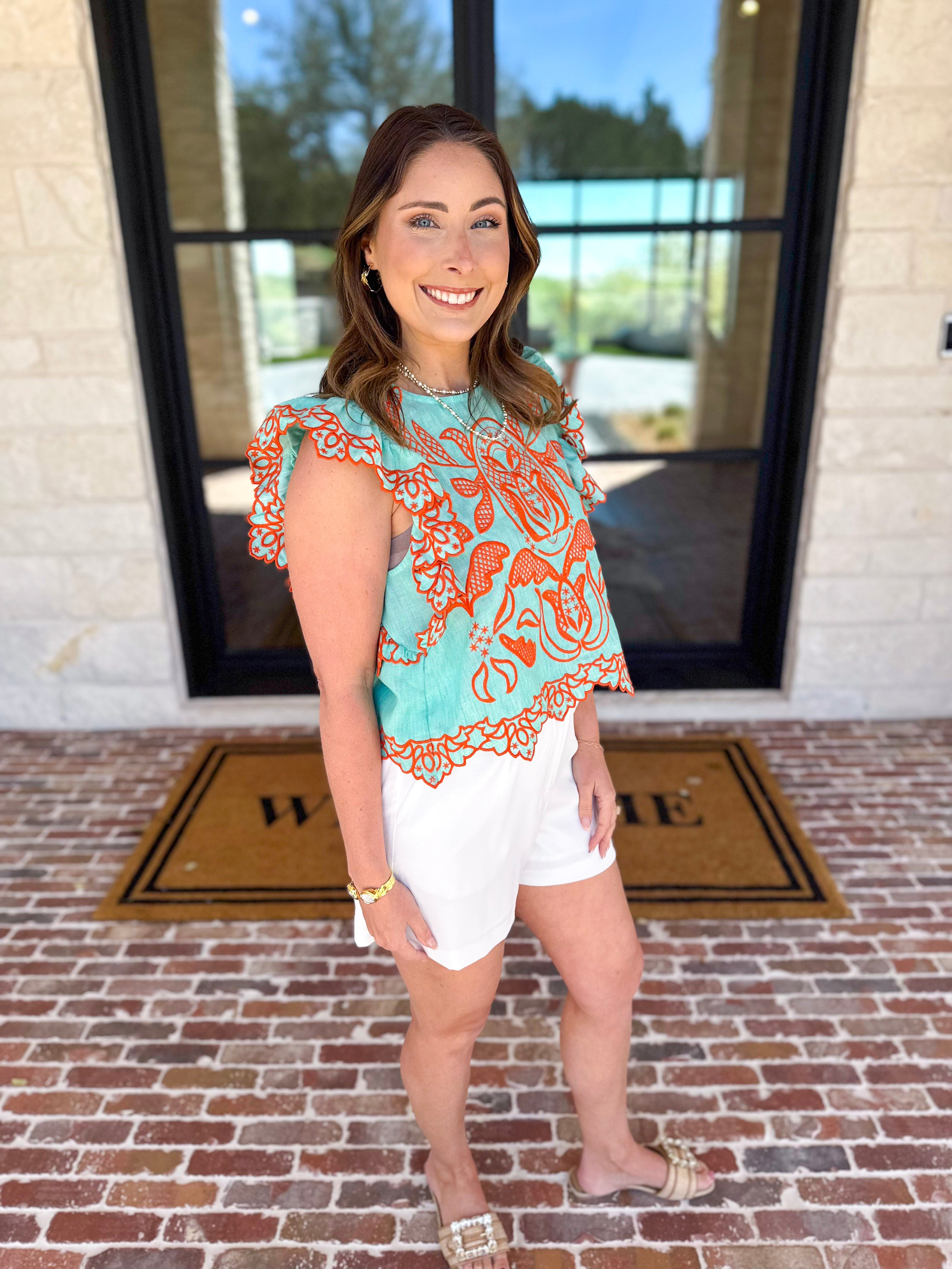 THML - The Jessica Embroidered Blouse-200 Fashion Blouses-THML-July & June Women's Fashion Boutique Located in San Antonio, Texas