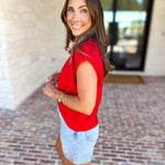 Short Sleeve Everyday Cardigan - Red-230 Sweaters/Cardis-DOUBLE ZERO-July & June Women's Fashion Boutique Located in San Antonio, Texas