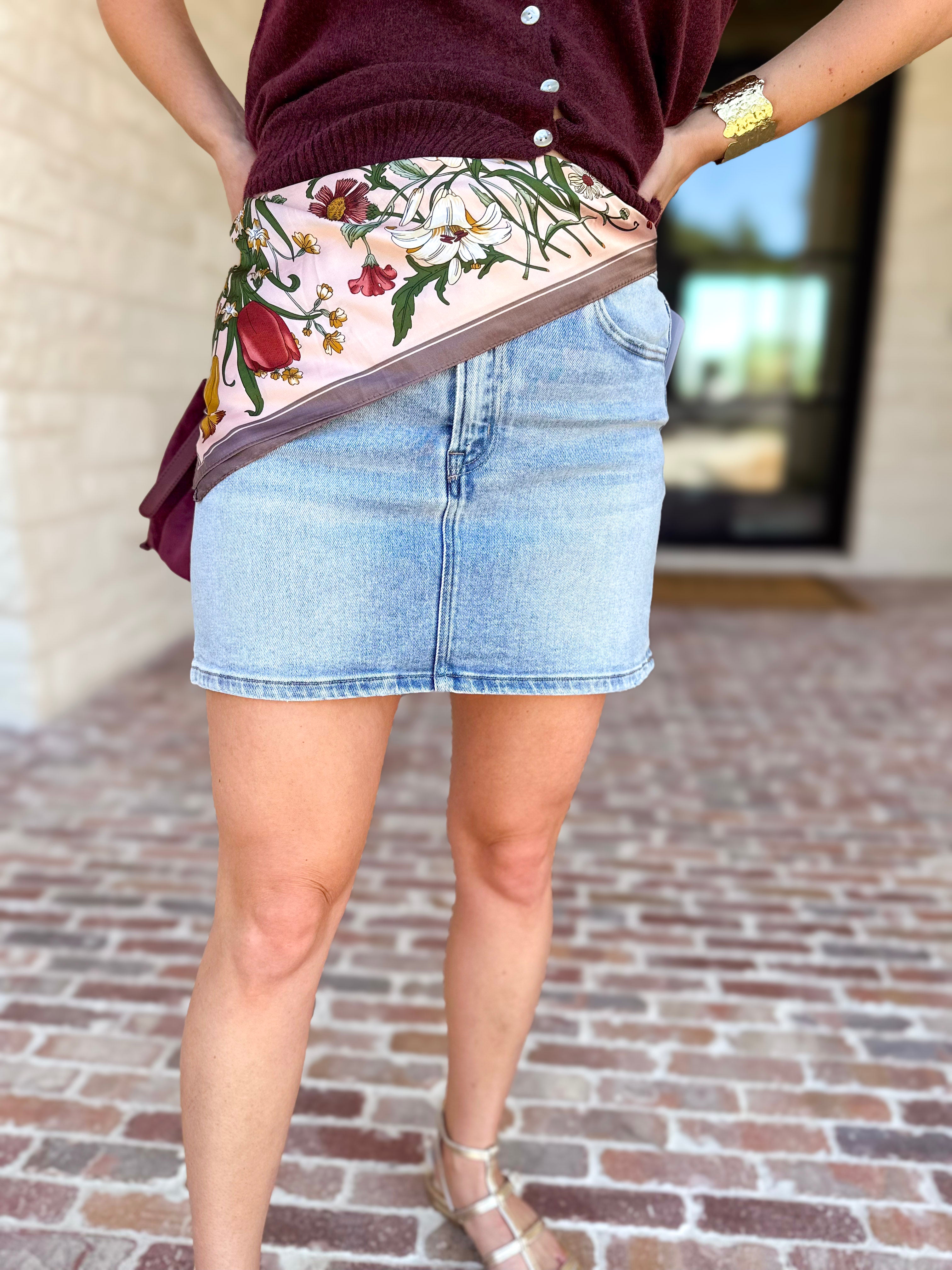 Vervet - High Rise Denim Mini Skirt-410 Shorts/Skirts-VEVERT BY FLYING MONKEY-July & June Women's Fashion Boutique Located in San Antonio, Texas