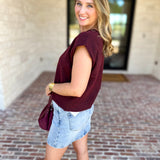 Short Sleeve Everyday Cardigan - Merlot-230 Sweaters/Cardis-DOUBLE ZERO-July & June Women's Fashion Boutique Located in San Antonio, Texas