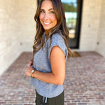 Short Sleeve Everyday Cardigan - Heather Gray-230 Sweaters/Cardis-DOUBLE ZERO-July & June Women's Fashion Boutique Located in San Antonio, Texas
