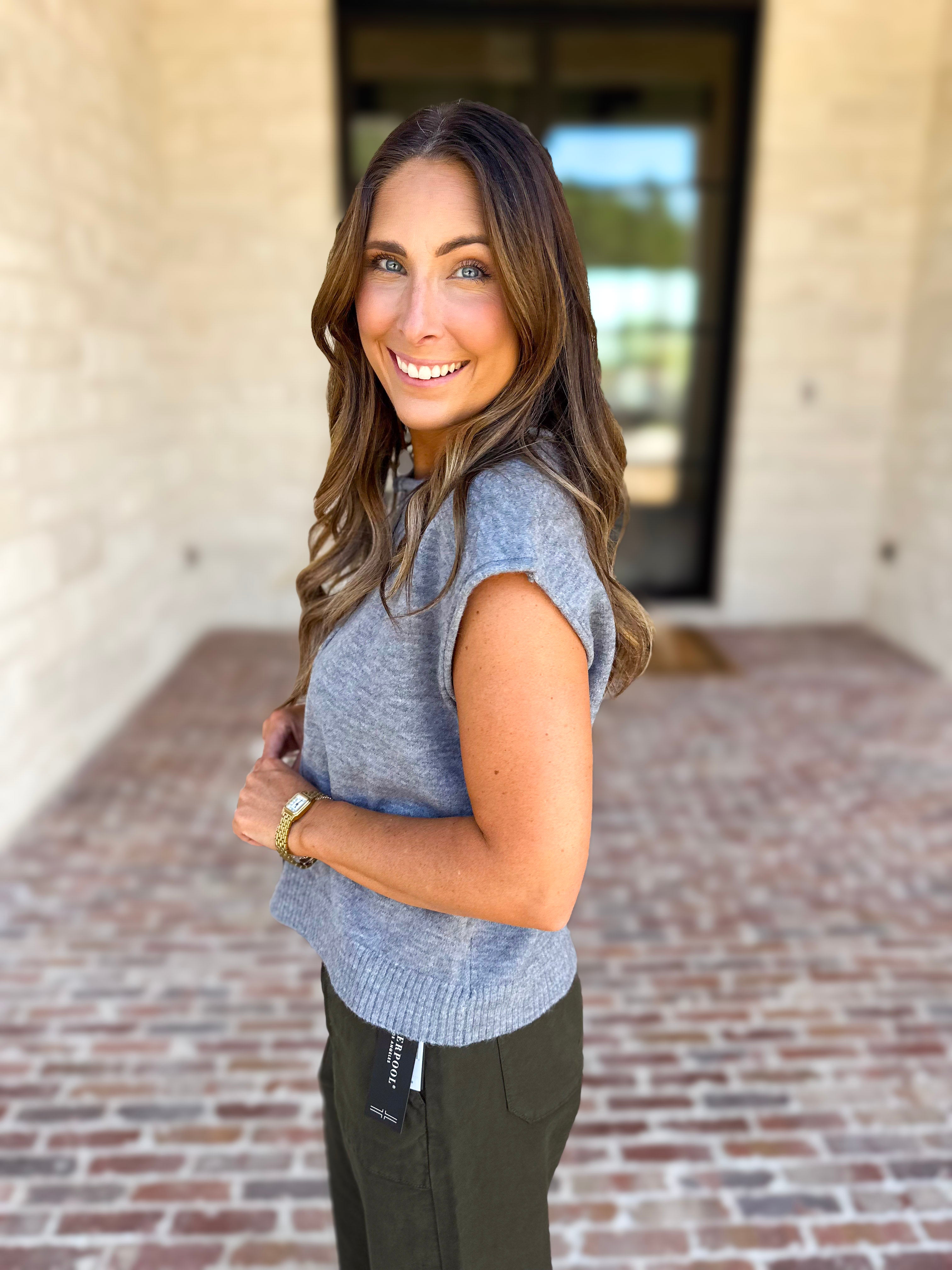 Short Sleeve Everyday Cardigan - Heather Gray-230 Sweaters/Cardis-DOUBLE ZERO-July & June Women's Fashion Boutique Located in San Antonio, Texas