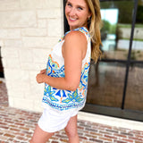 Current Air - Island Hour Satin Halter Blouse-200 Fashion Blouses-CURRENT AIR CLOTHING-July & June Women's Fashion Boutique Located in San Antonio, Texas