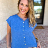 Short Sleeve Everyday Cardigan - Ocean Blue-230 Sweaters/Cardis-DOUBLE ZERO-July & June Women's Fashion Boutique Located in San Antonio, Texas
