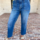 Vervet - High Rise Utility Cropped Jeans-420 Denim-VEVERT BY FLYING MONKEY-July & June Women's Fashion Boutique Located in San Antonio, Texas