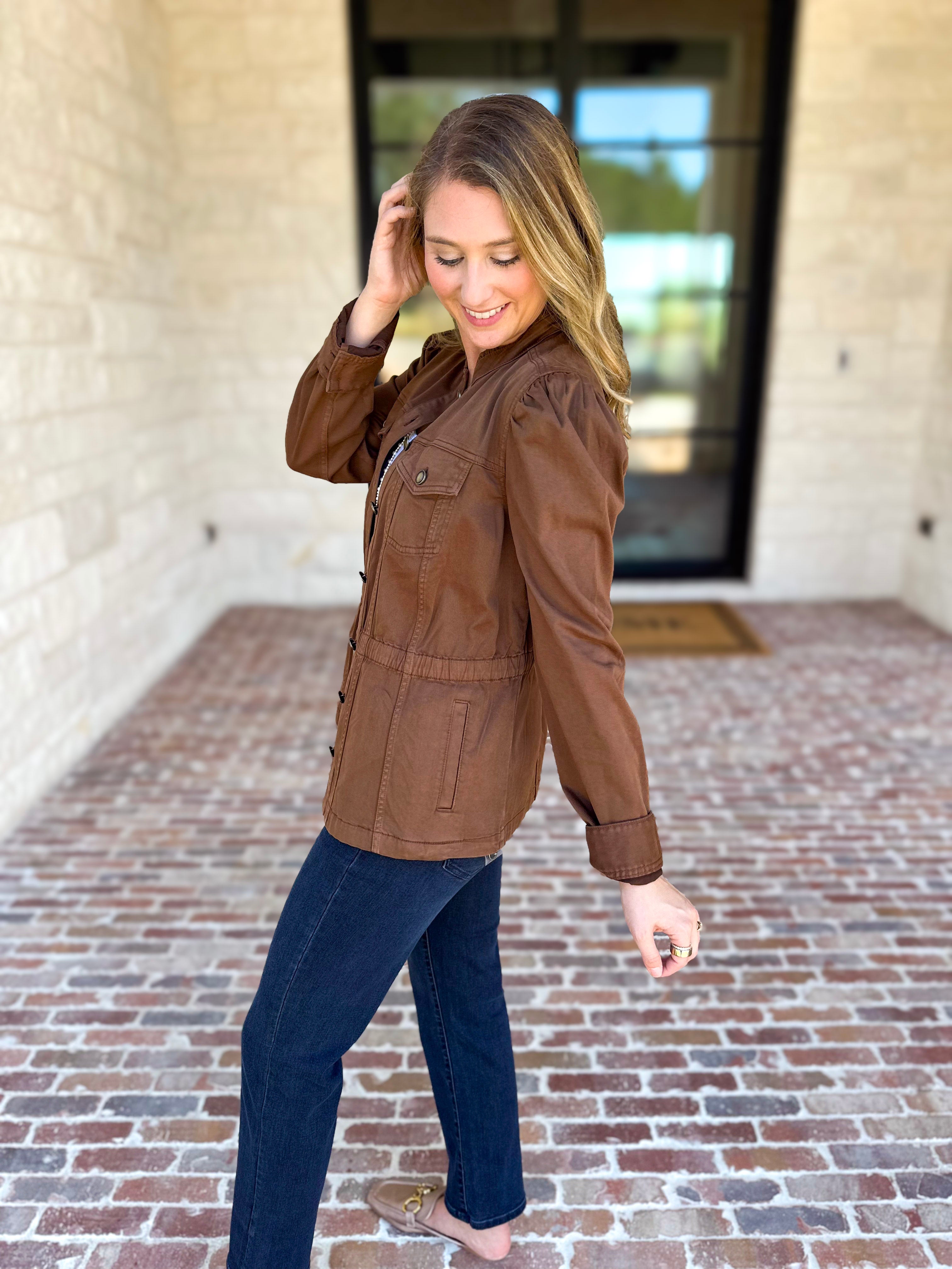 Liverpool - City Girl Puff Sleeve Trucker Jacket-600 Outerwear-LIVERPOOL JEANS COMPANY-July & June Women's Fashion Boutique Located in San Antonio, Texas