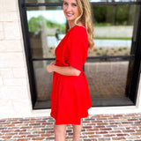 Elevated Chic Red Mini Dress-510 Mini-ENTRO-July & June Women's Fashion Boutique Located in San Antonio, Texas