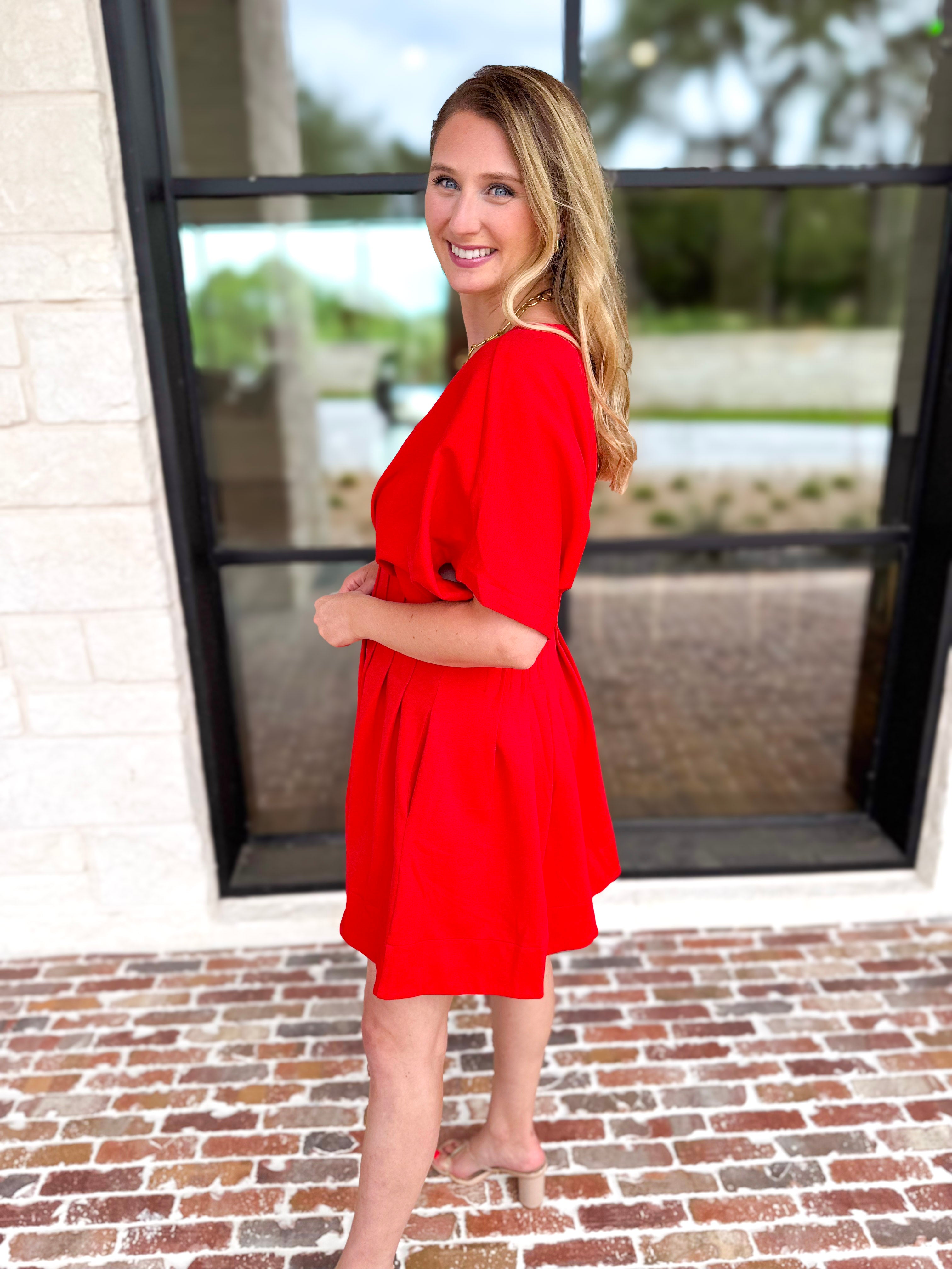 Elevated Chic Red Mini Dress-510 Mini-ENTRO-July & June Women's Fashion Boutique Located in San Antonio, Texas
