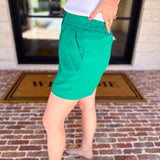 The It Girl Trouser Shorts - Kelly Green-410 Shorts/Skirts-SKIES ARE BLUE-July & June Women's Fashion Boutique Located in San Antonio, Texas