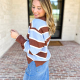 The Stevie Striped Cozy Sweater-230 Sweaters/Cardis-SKIES ARE BLUE-July & June Women's Fashion Boutique Located in San Antonio, Texas
