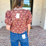 Rosewood Puff Sleeve Blouse-200 Fashion Blouses-ENTRO-July & June Women's Fashion Boutique Located in San Antonio, Texas