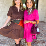 Mary Square - Soft Suede Mini Dress - Coffee-510 Mini-MARY SQUARE-July & June Women's Fashion Boutique Located in San Antonio, Texas