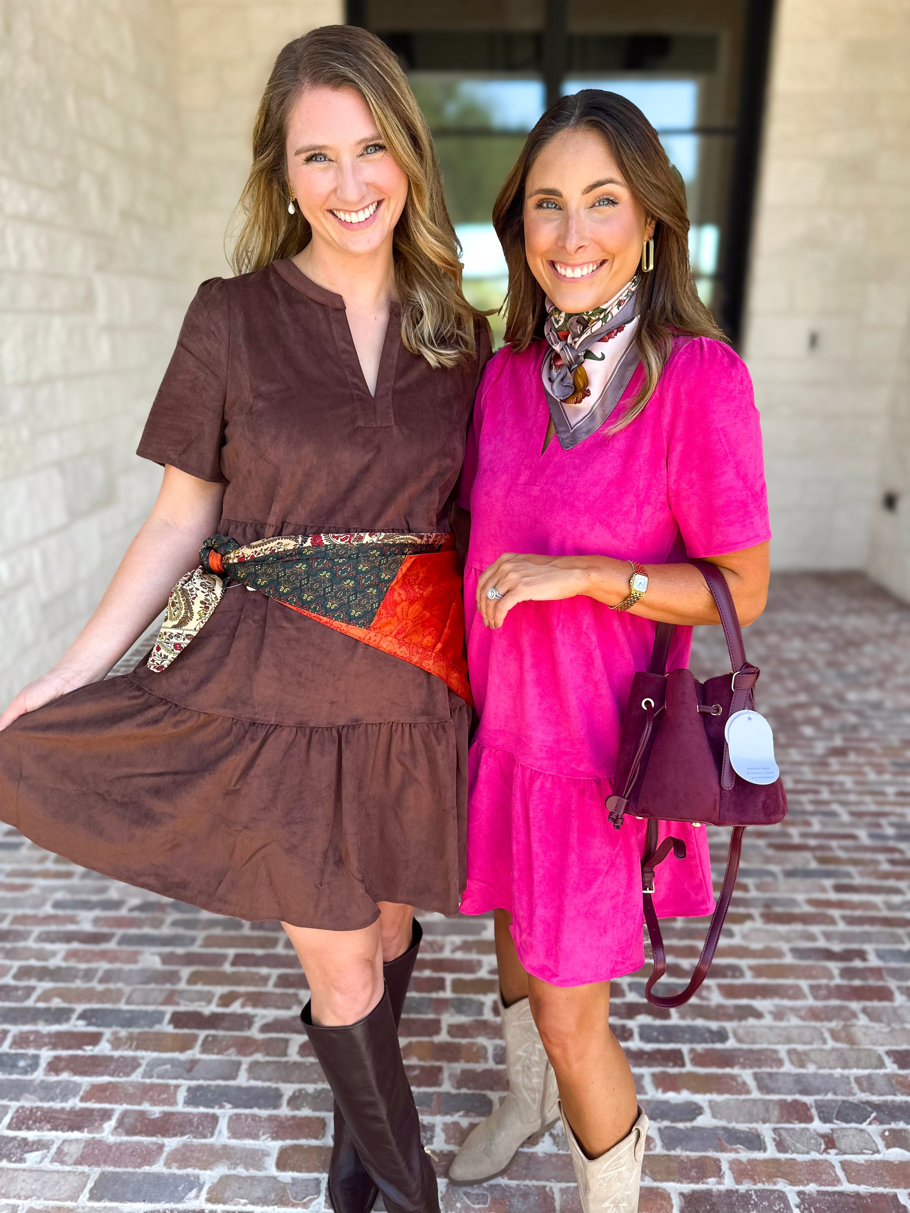 Mary Square - Soft Suede Mini Dress - Coffee-510 Mini-MARY SQUARE-July & June Women's Fashion Boutique Located in San Antonio, Texas