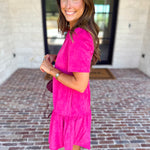 Mary Square - Soft Suede Mini Dress - Hot Pink-510 Mini-MARY SQUARE-July & June Women's Fashion Boutique Located in San Antonio, Texas