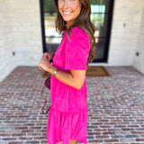 Mary Square - Soft Suede Mini Dress - Hot Pink-510 Mini-MARY SQUARE-July & June Women's Fashion Boutique Located in San Antonio, Texas