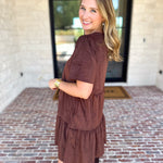 Mary Square - Soft Suede Mini Dress - Coffee-510 Mini-MARY SQUARE-July & June Women's Fashion Boutique Located in San Antonio, Texas