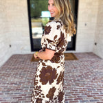 Mocha Magnolia Midi Dress-500 Midi-ENTRO-July & June Women's Fashion Boutique Located in San Antonio, Texas