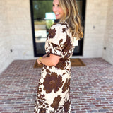 Mocha Magnolia Midi Dress-500 Midi-ENTRO-July & June Women's Fashion Boutique Located in San Antonio, Texas