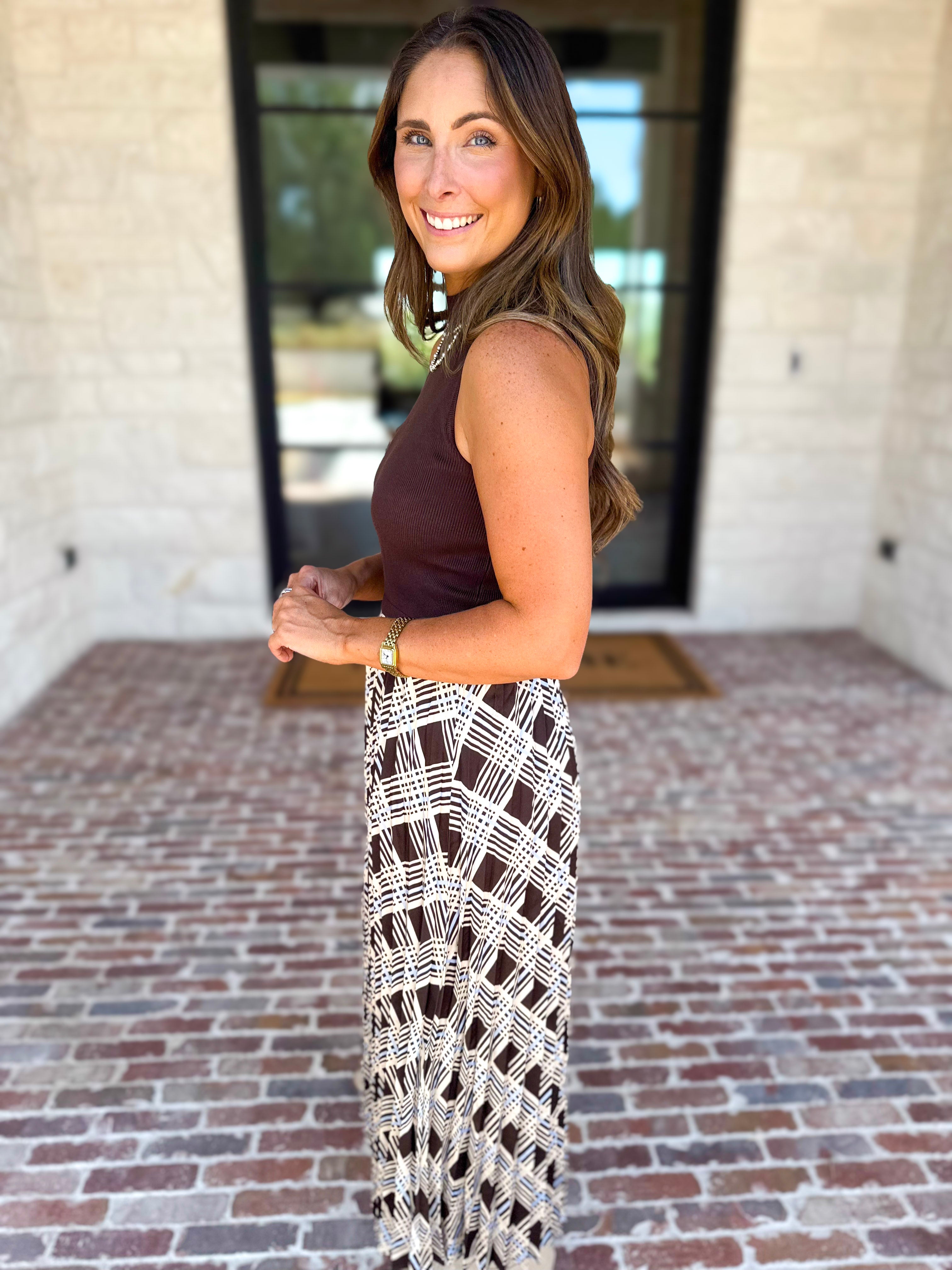 Cocoa Sky Texture Contrast Midi Dress-500 Midi-SKIES ARE BLUE-July & June Women's Fashion Boutique Located in San Antonio, Texas
