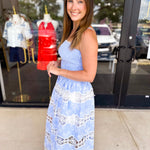 The Lillie Midi Dress - Blue & Ivory-500 Midi-STRUT & BOLT-July & June Women's Fashion Boutique Located in San Antonio, Texas