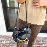 Dottie Gold Top Handle Bag - Black-130 Accessories-MELIE BIANCO-July & June Women's Fashion Boutique Located in San Antonio, Texas