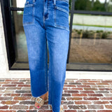 Vervet - High Rise Crop Wide Leg Jeans-400 Pants-VEVERT BY FLYING MONKEY-July & June Women's Fashion Boutique Located in San Antonio, Texas