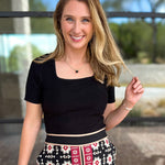 Ribbed Square Neck Knit Top - Black-230 Sweaters/Cardis-ALLIE ROSE-July & June Women's Fashion Boutique Located in San Antonio, Texas