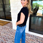 Collins Lace Trim Blouse - Black-200 Fashion Blouses-ENTRO-July & June Women's Fashion Boutique Located in San Antonio, Texas