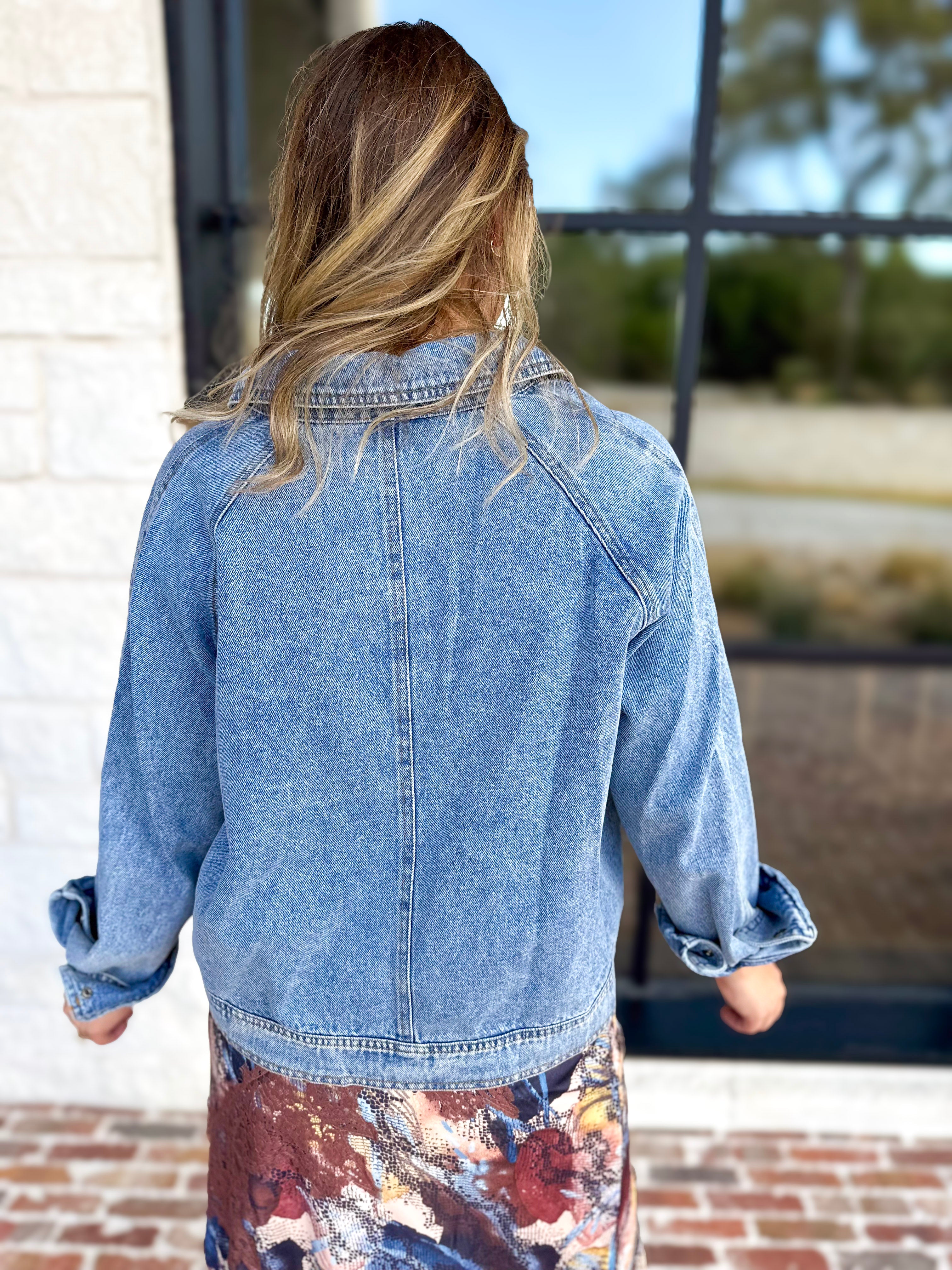 Weekend Signature Denim Shirt Jacket-200 Fashion Blouses-FATE-July & June Women's Fashion Boutique Located in San Antonio, Texas