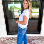 Collins Lace Trim Blouse - Ivory-200 Fashion Blouses-ENTRO-July & June Women's Fashion Boutique Located in San Antonio, Texas