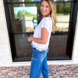 Collins Lace Trim Blouse - Ivory-200 Fashion Blouses-ENTRO-July & June Women's Fashion Boutique Located in San Antonio, Texas