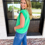 Casual Staples V-Neck Top - Kelly Green-210 Casual Blouses-ENTRO-July & June Women's Fashion Boutique Located in San Antonio, Texas