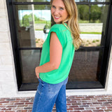 Casual Staples V-Neck Top - Kelly Green-210 Casual Blouses-ENTRO-July & June Women's Fashion Boutique Located in San Antonio, Texas