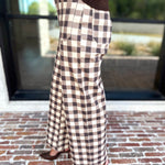 Mocha Cream Checkered Pants-400 Pants-ENTRO-July & June Women's Fashion Boutique Located in San Antonio, Texas