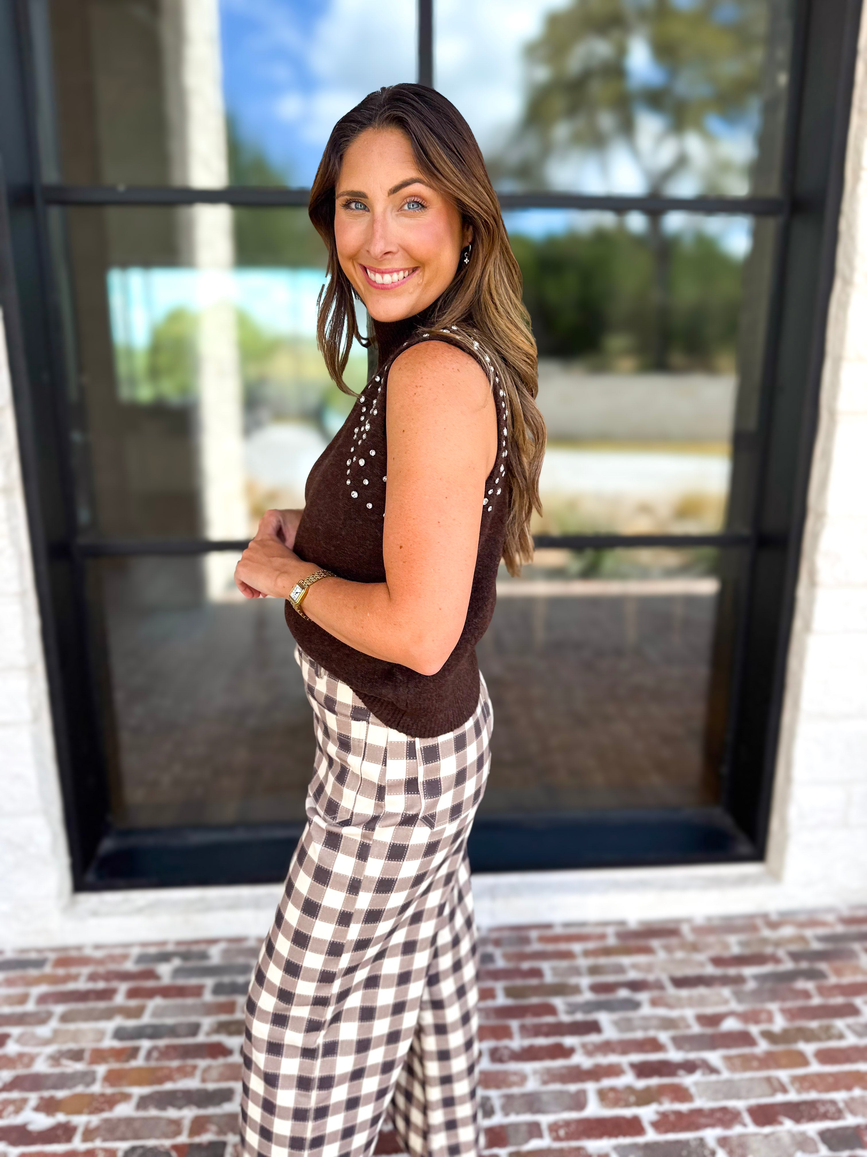 Happy Hour Embellished Sweater Tank-200 Fashion Blouses-ENTRO-July & June Women's Fashion Boutique Located in San Antonio, Texas
