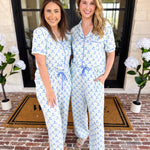 Mary Square - Sweet Blue Lattice PJ Set-300 Athleisure/Lounge-MARY SQUARE-July & June Women's Fashion Boutique Located in San Antonio, Texas