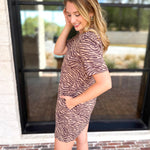 Mocha Zebra Print Mini Dress-510 Mini-FATE-July & June Women's Fashion Boutique Located in San Antonio, Texas