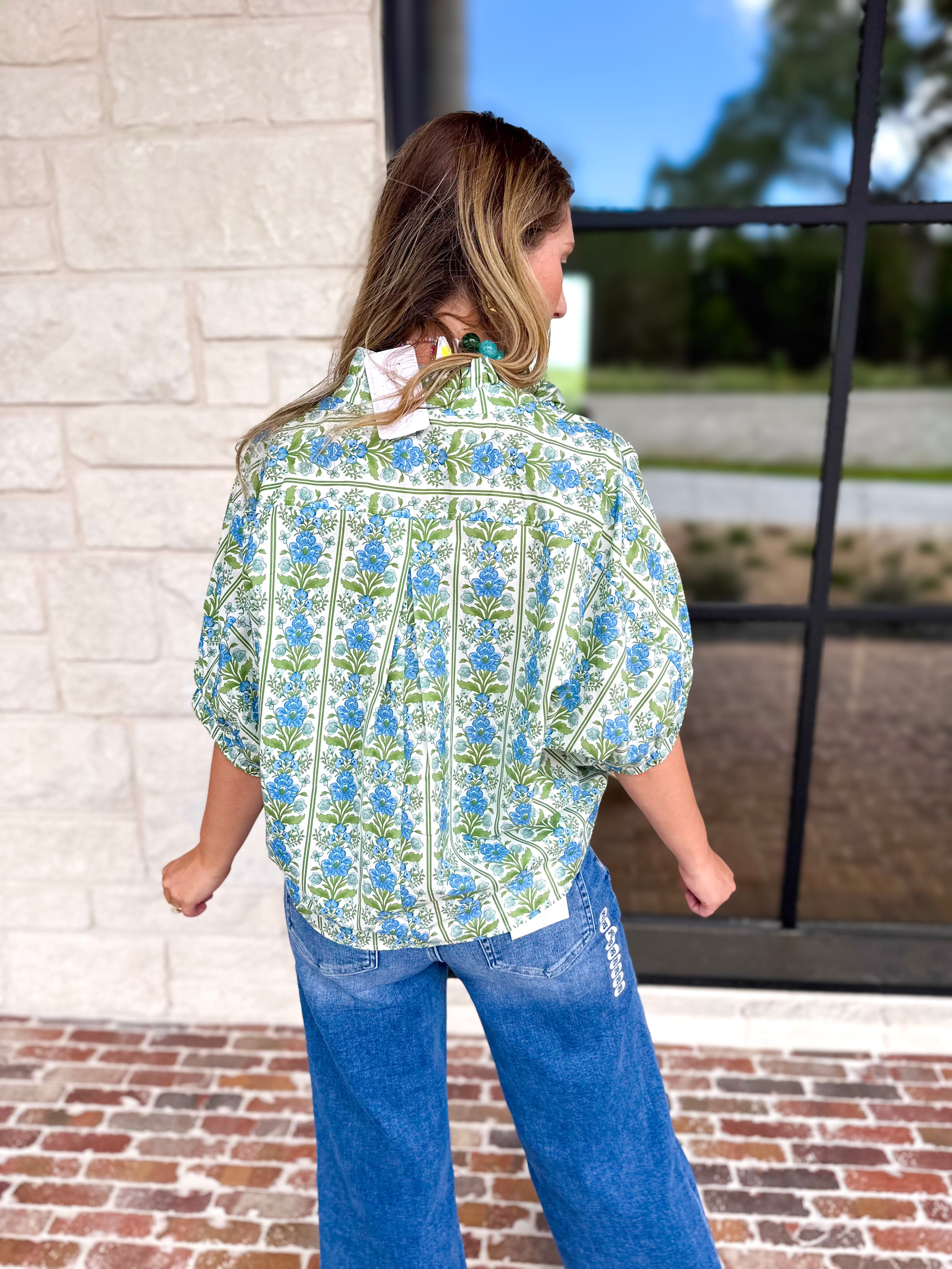 Fresh Air Floral Blouse-200 Fashion Blouses-ENTRO-July & June Women's Fashion Boutique Located in San Antonio, Texas