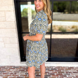 Mary Square - Olive Floral Puff Sleeve Midi Dress-510 Mini-MARY SQUARE-July & June Women's Fashion Boutique Located in San Antonio, Texas
