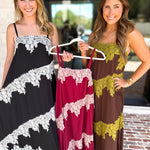 Colette Feminine Lace Midi Dress - Black & White-500 Midi-TCEC-July & June Women's Fashion Boutique Located in San Antonio, Texas