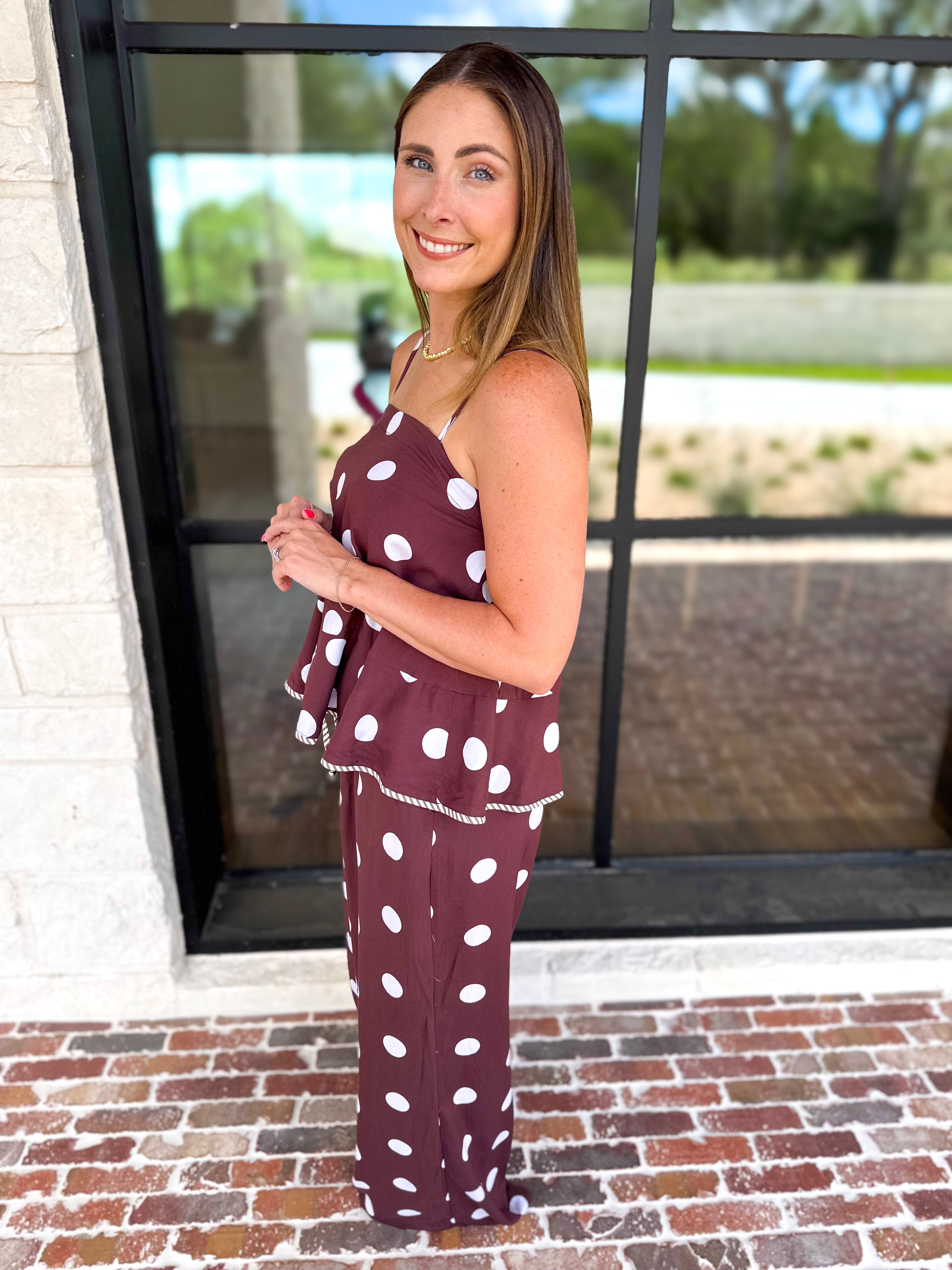 Coco Polka Dot Pants Set-500 Midi-ENTRO-July & June Women's Fashion Boutique Located in San Antonio, Texas