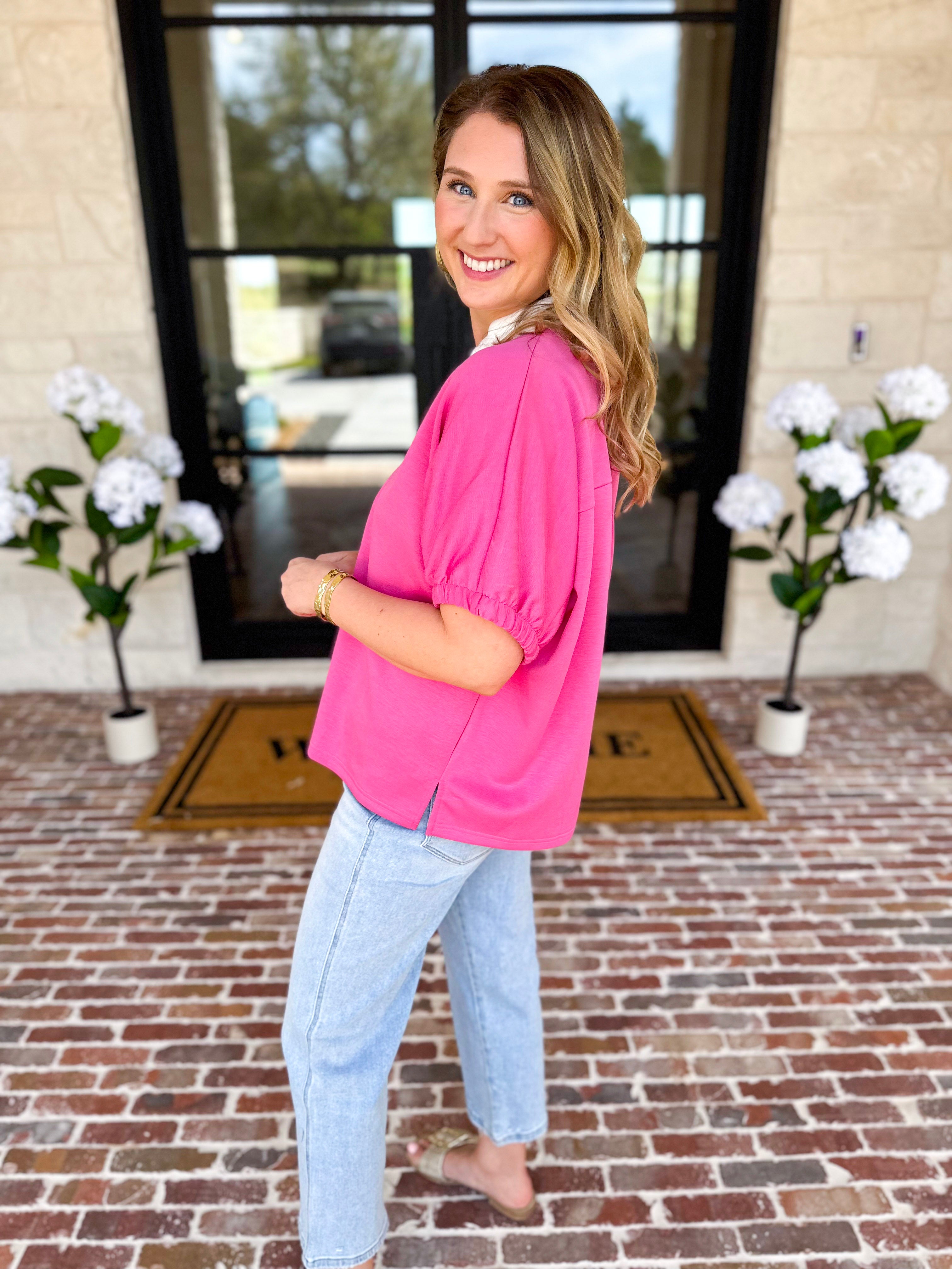 The Sophia Top - Pink-200 Fashion Blouses-ENTRO-July & June Women's Fashion Boutique Located in San Antonio, Texas