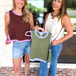 The Sutton A-Line Tank - Olive-200 Fashion Blouses-ENTRO-July & June Women's Fashion Boutique Located in San Antonio, Texas