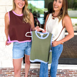 The Sutton A-Line Tank - Olive-200 Fashion Blouses-ENTRO-July & June Women's Fashion Boutique Located in San Antonio, Texas