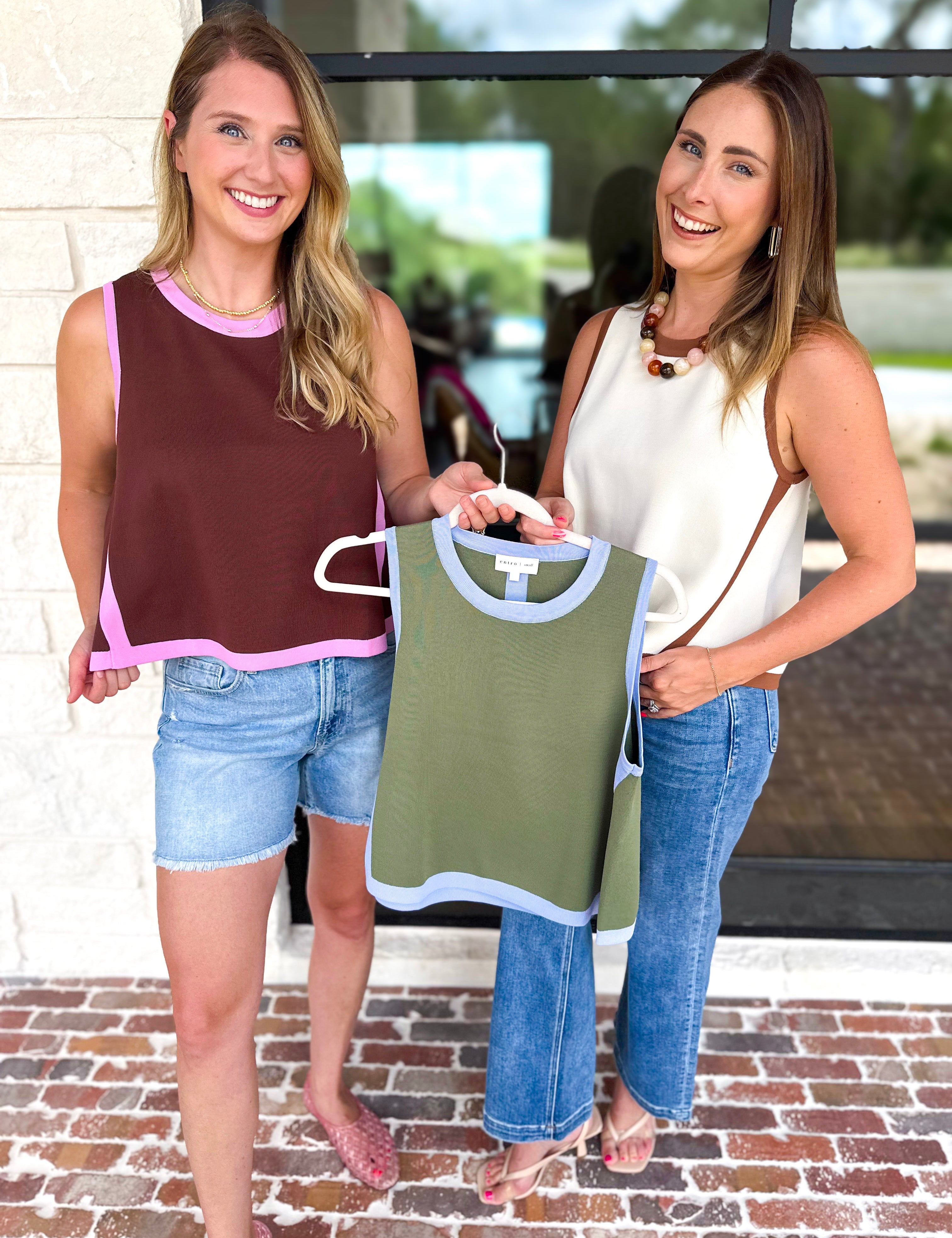 The Sutton A-Line Tank - Olive-200 Fashion Blouses-ENTRO-July & June Women's Fashion Boutique Located in San Antonio, Texas