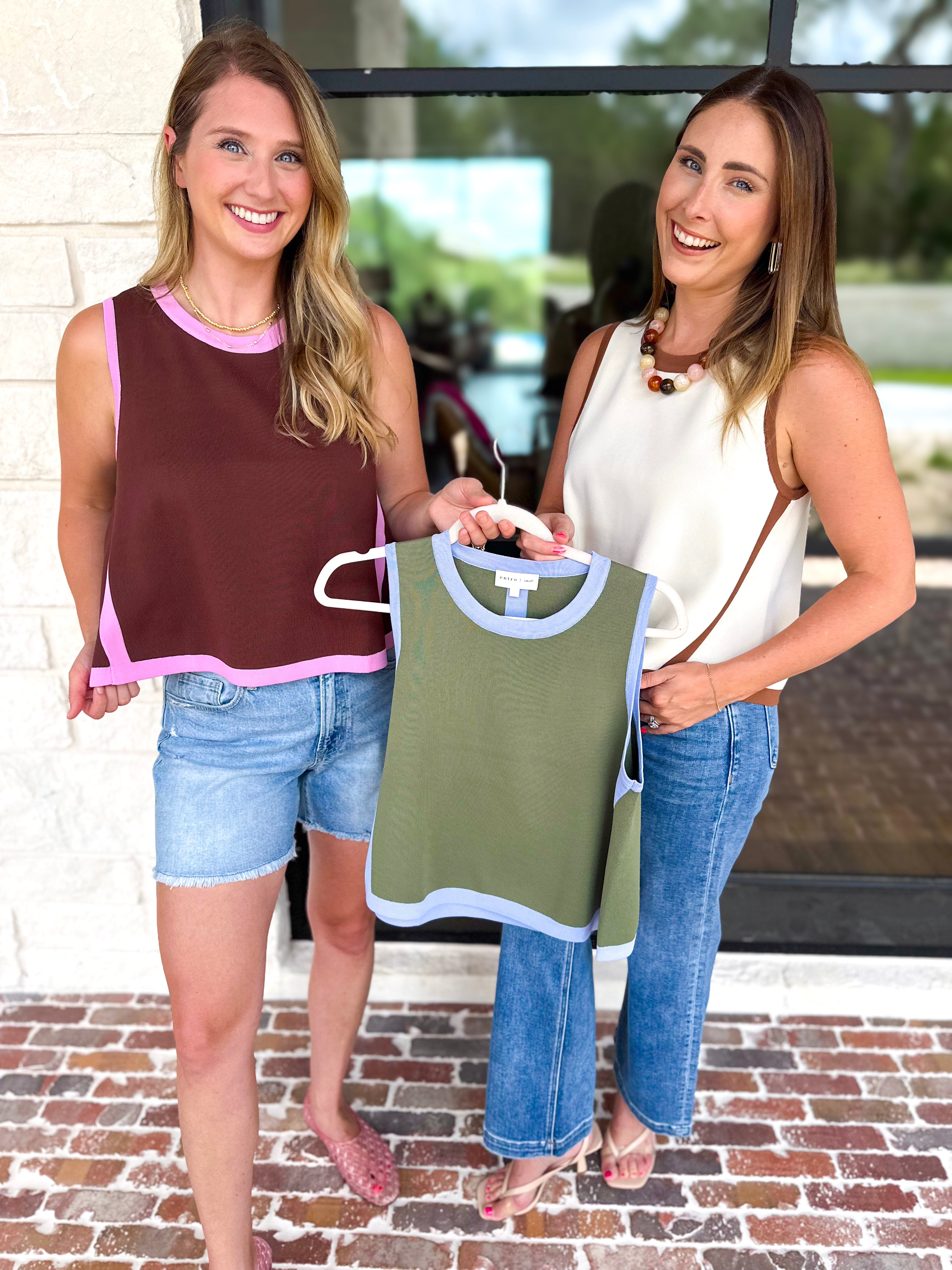The Sutton A-Line Tank - Olive-200 Fashion Blouses-ENTRO-July & June Women's Fashion Boutique Located in San Antonio, Texas