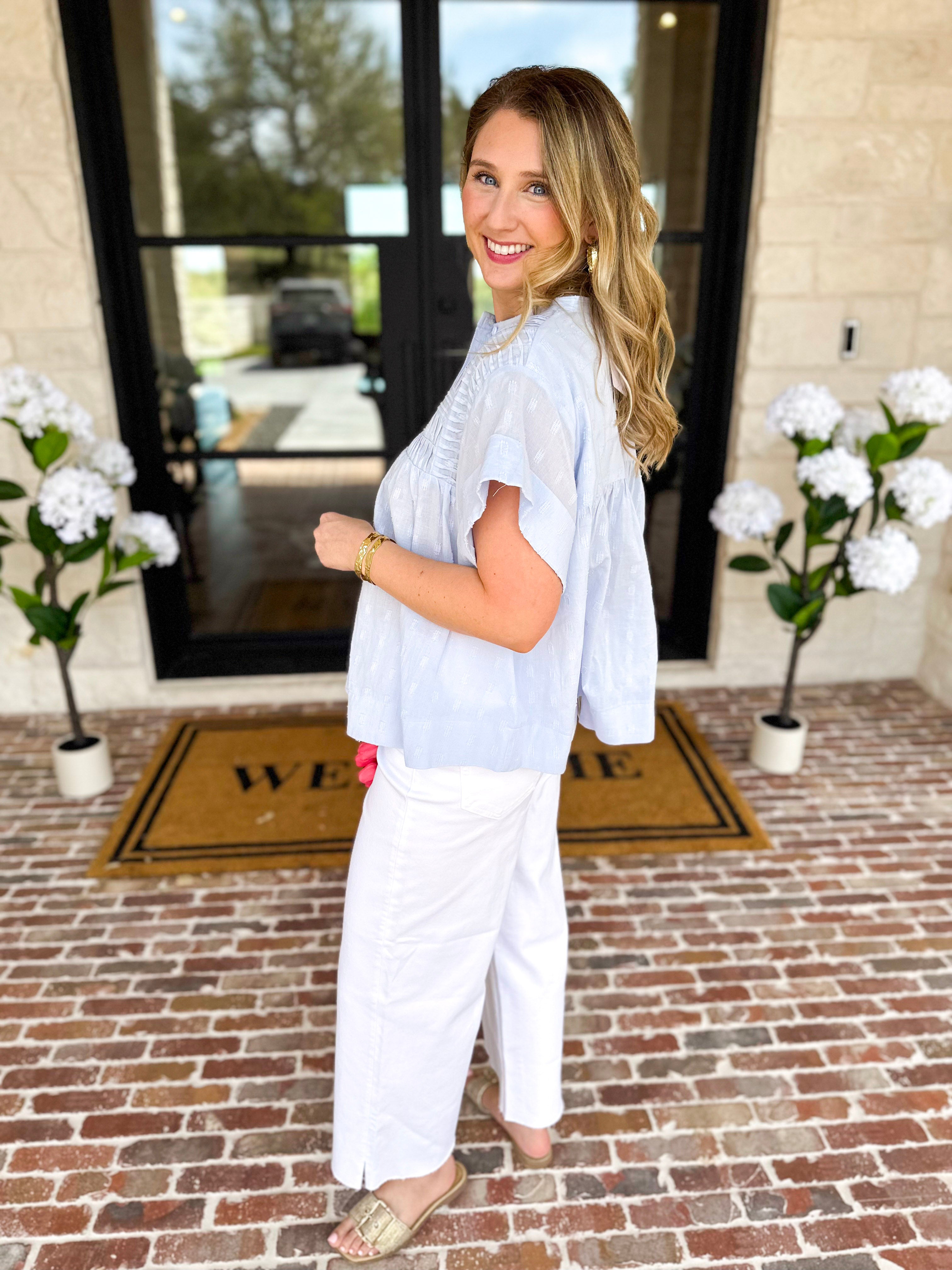 Sweet Blue Blouse-200 Fashion Blouses-FATE-July & June Women's Fashion Boutique Located in San Antonio, Texas