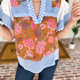 THML - Neutral Garden Blouse-200 Fashion Blouses-THML-July & June Women's Fashion Boutique Located in San Antonio, Texas
