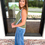 The Sutton A-Line Tank - Olive-200 Fashion Blouses-ENTRO-July & June Women's Fashion Boutique Located in San Antonio, Texas